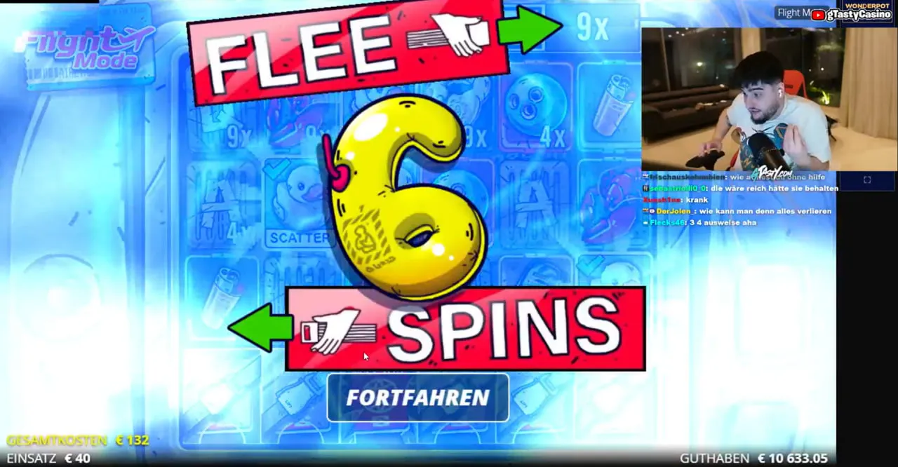gTasty spielt NoLimit City Slot – Flight Mode mit 6 Spins und Multiplikatoren bis 9x, Guthaben 10.633 €
